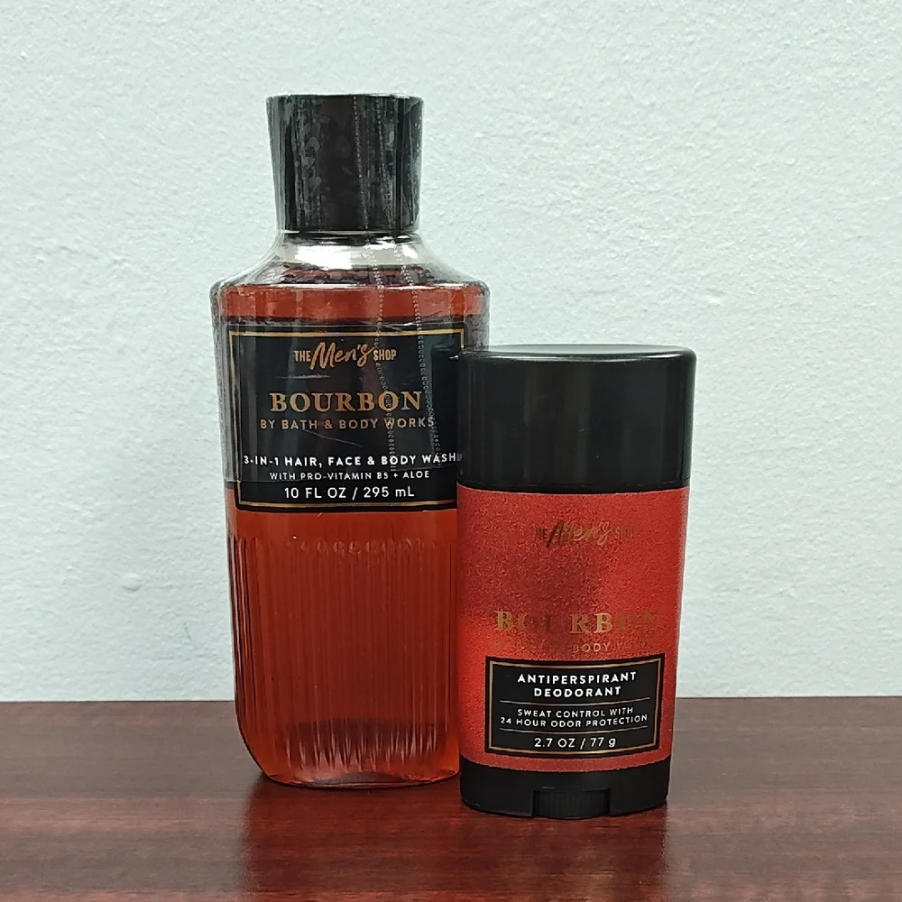 Bath & Body Works Men's Collection BOURBON Body Wash & Deodorant Bundle